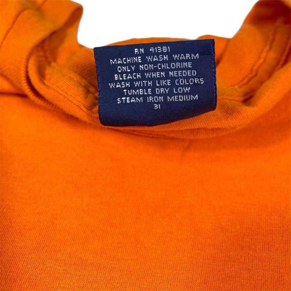 Vintage 90s Polo Ralph Lauren T-Shirt Mens XL Orange Crewneck Pony Logo Cotton - Picture 4 of 8